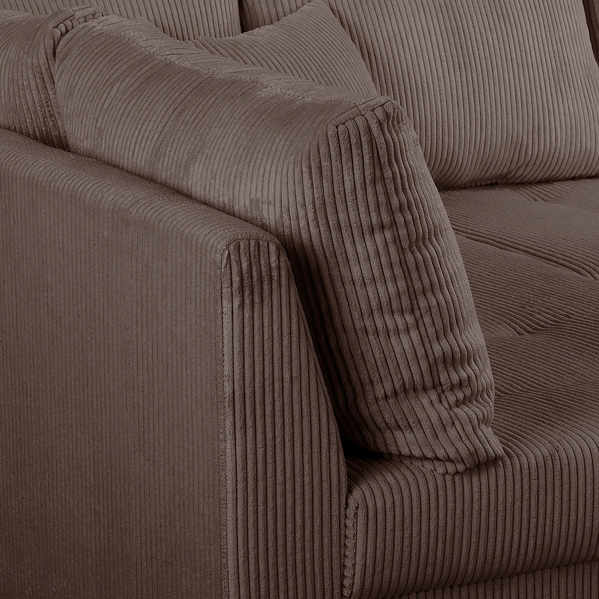 ECKSOFA Ariella Braun Cord  - Naturfarben/Braun, Design, Holz/Textil (161/231cm) - Livetastic