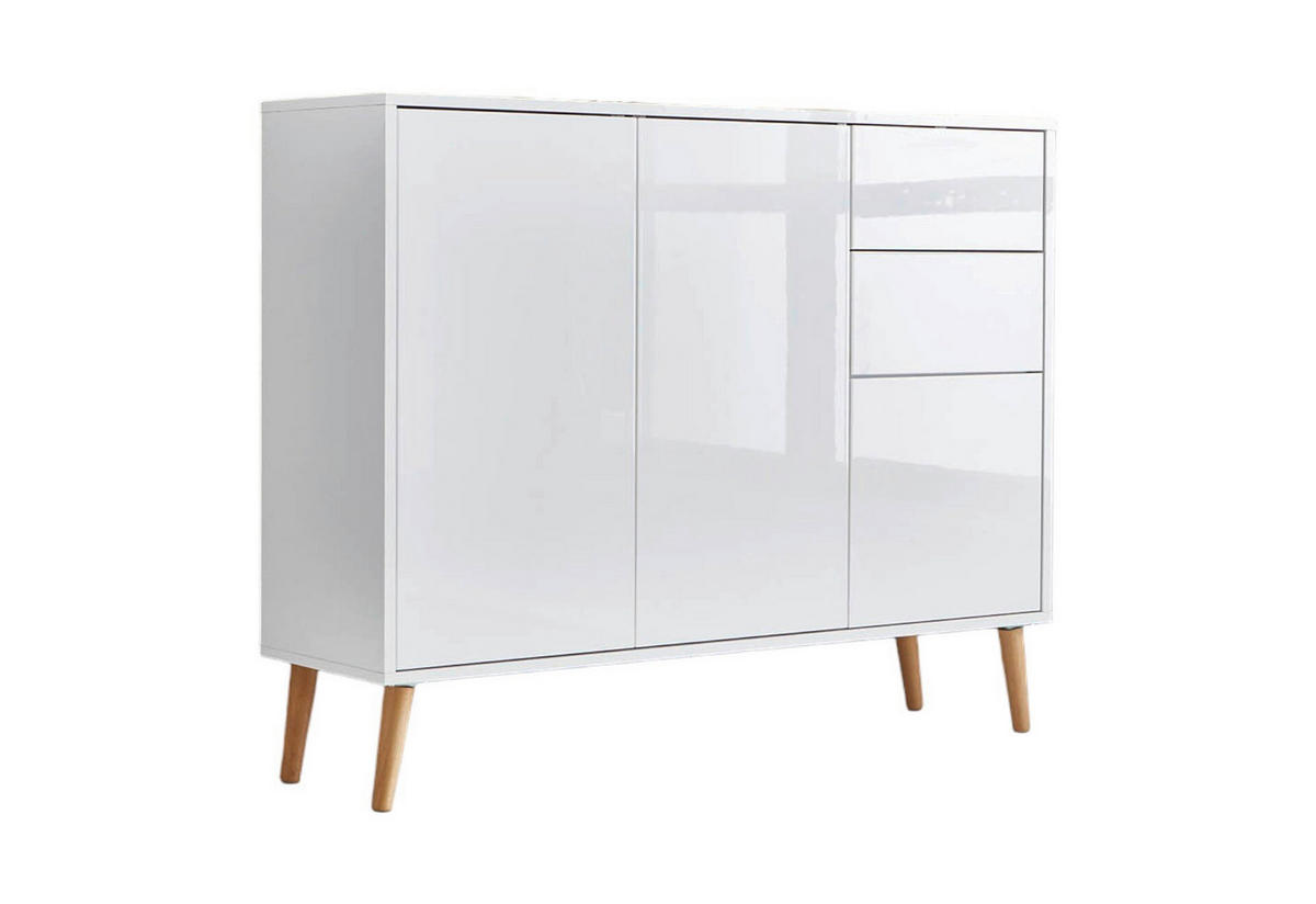 KOMMODE Mailand Typ 10 + HF  in 105,5/86/33 cm  - Weiß Hochglanz/Weiß, MODERN, Holz/Holzwerkstoff (105,5/86/33cm) - MID.YOU