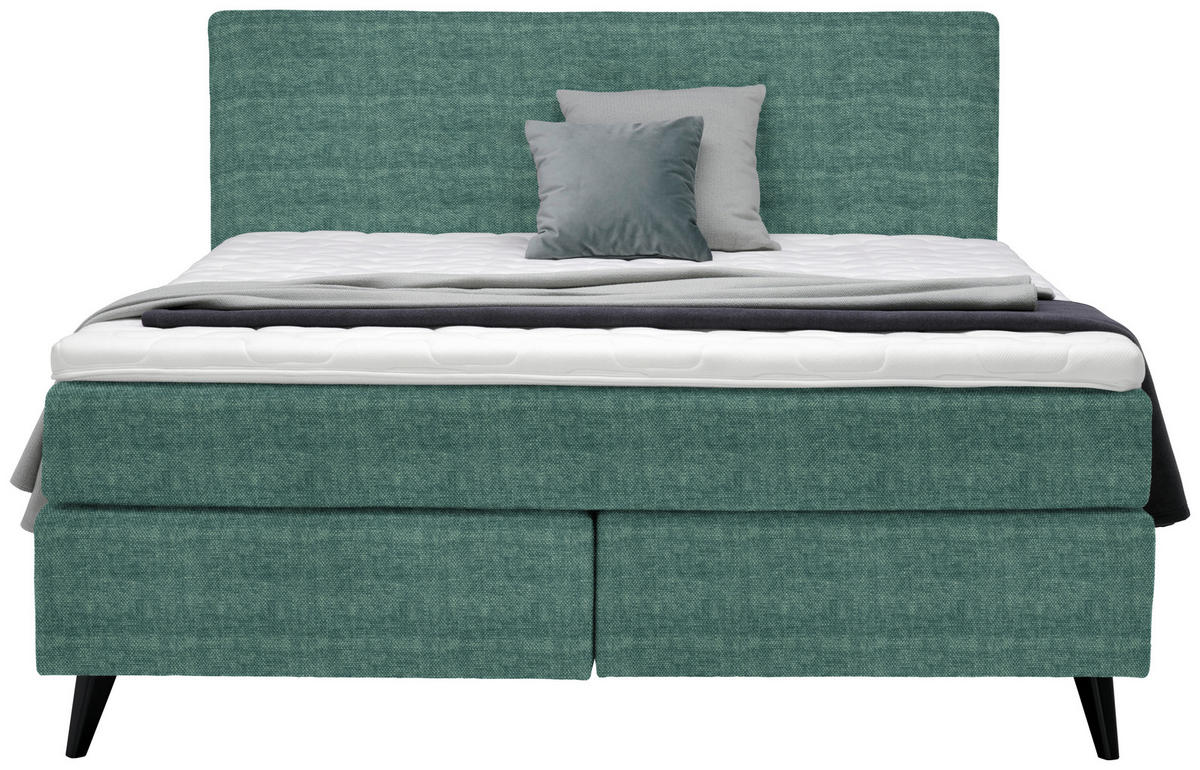 BOXSPRINGBETT 180/200 cm  in Petrol  - Petrol/Schwarz, Konventionell, Holz/Textil (180/200cm) - Voleo