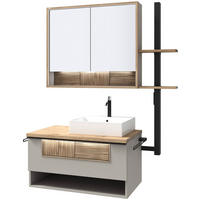 BADEZIMMER 3-teilig 128,5 cm  - Taupe/Wildeiche, Lifestyle, Glas/Holz (128,5cm) - Voglauer