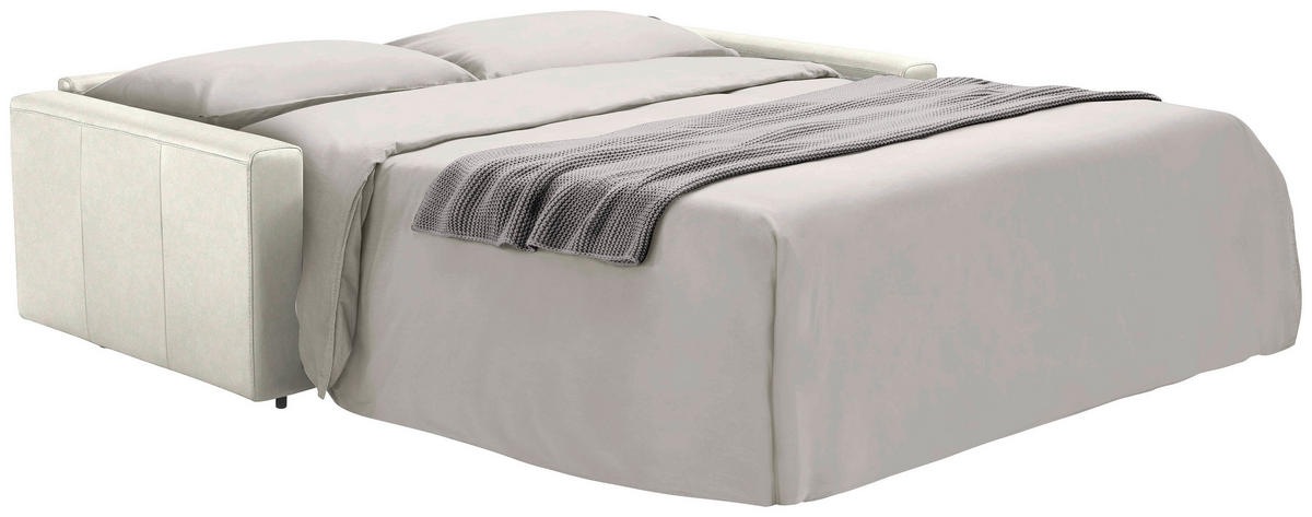 SCHLAFSOFA Bard in Echtleder Weiß  - Schwarz/Weiß, KONVENTIONELL, Leder/Kunststoff (206/81/96cm) - Novel