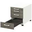 ROLLCONTAINER Graphitfarben, Weiß  - Graphitfarben/Weiß, Design, Holzwerkstoff/Kunststoff (42,7/54,4/60cm) - Moderano