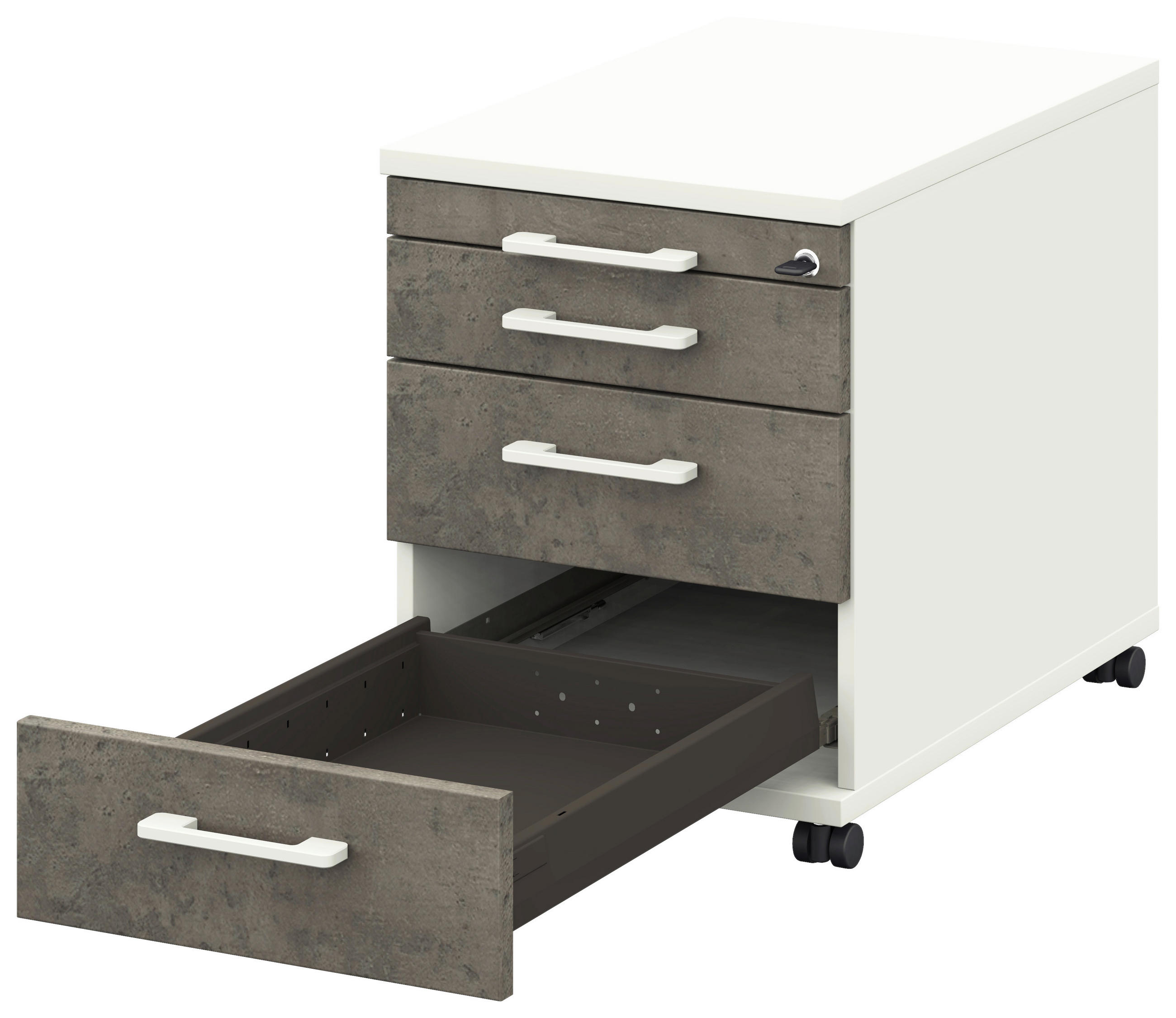 ROLLCONTAINER Graphitfarben, Weiß  - Graphitfarben/Weiß, Design, Holzwerkstoff/Kunststoff (42,7/54,4/60cm) - Moderano