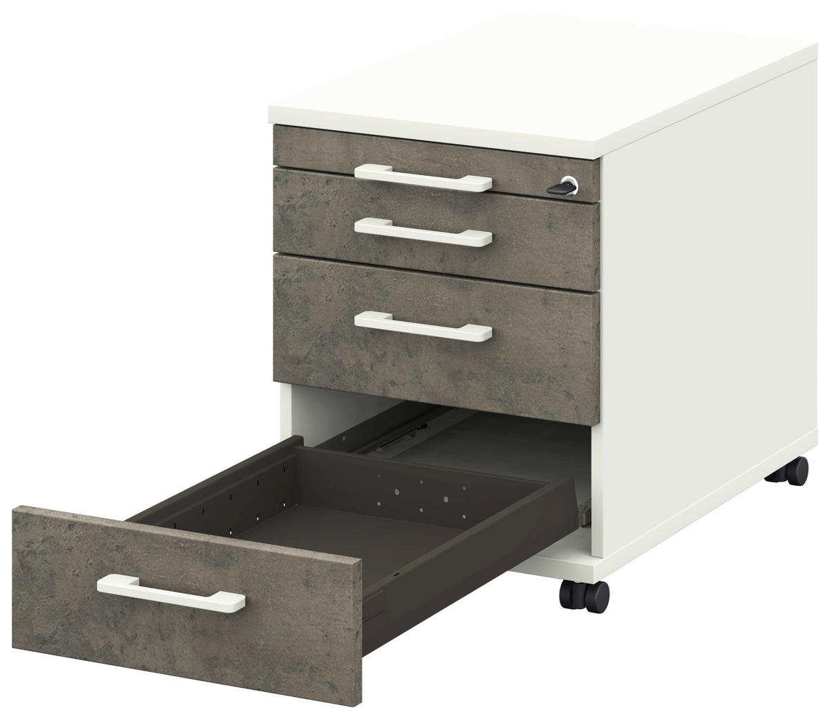 ROLLCONTAINER Graphitfarben, Weiß  - Graphitfarben/Weiß, Design, Holzwerkstoff/Kunststoff (42,7/54,4/60cm) - Moderano