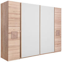 SCHWEBETÜRENSCHRANK 246/215/74 cm 2+2-türig Weiß, Eichefarben  - Eichefarben/Weiß, Natur, Glas/Holz (246/215/74cm) - Linea Natura