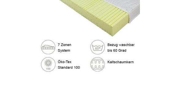 KALTSCHAUMMATRATZE 90/200 cm Höhe ca. 24 cm - Basics, Textil (90/200cm) - Sleeptex