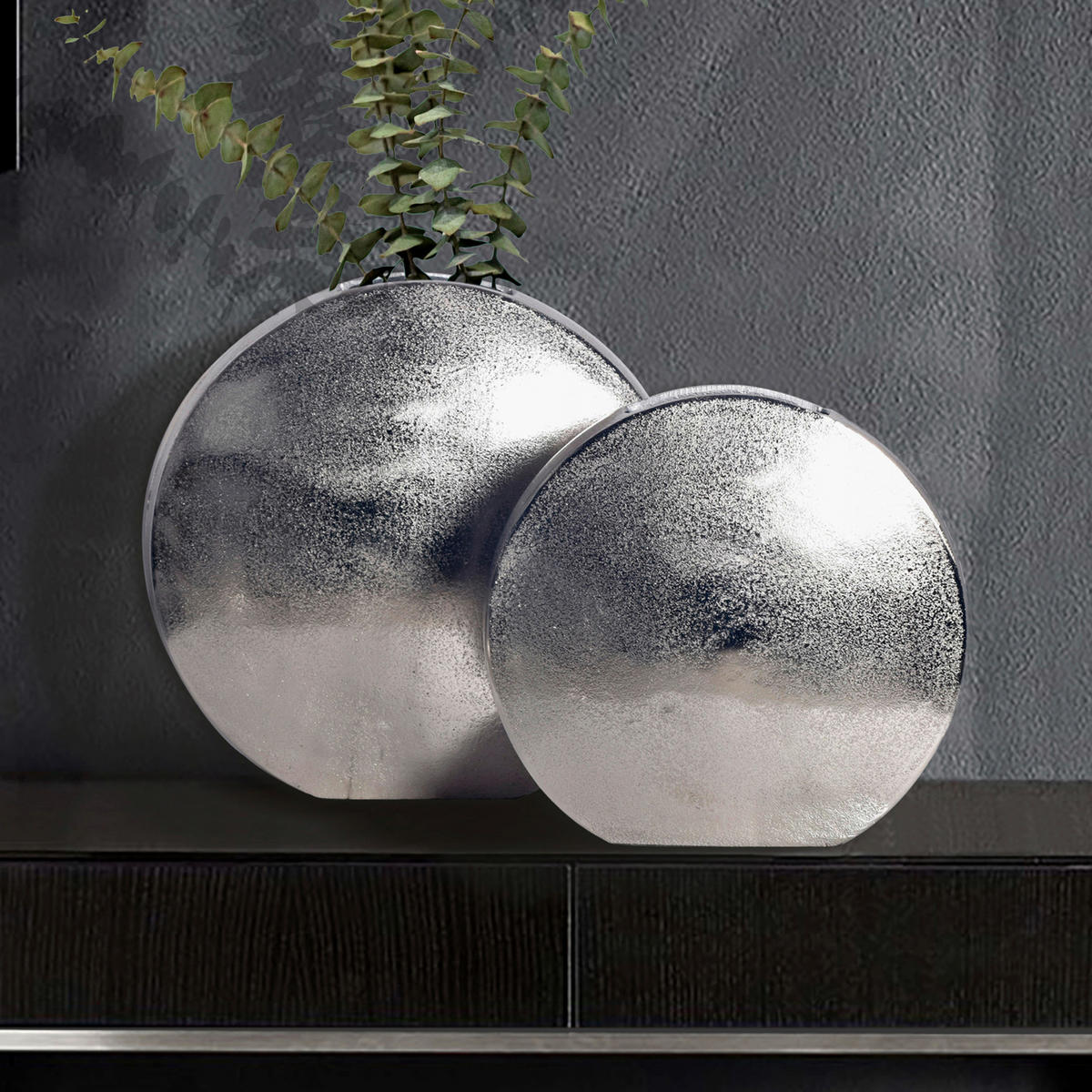DEKOVASE  - Silberfarben, Design, Metall (35/34/13,5cm) - Livetastic