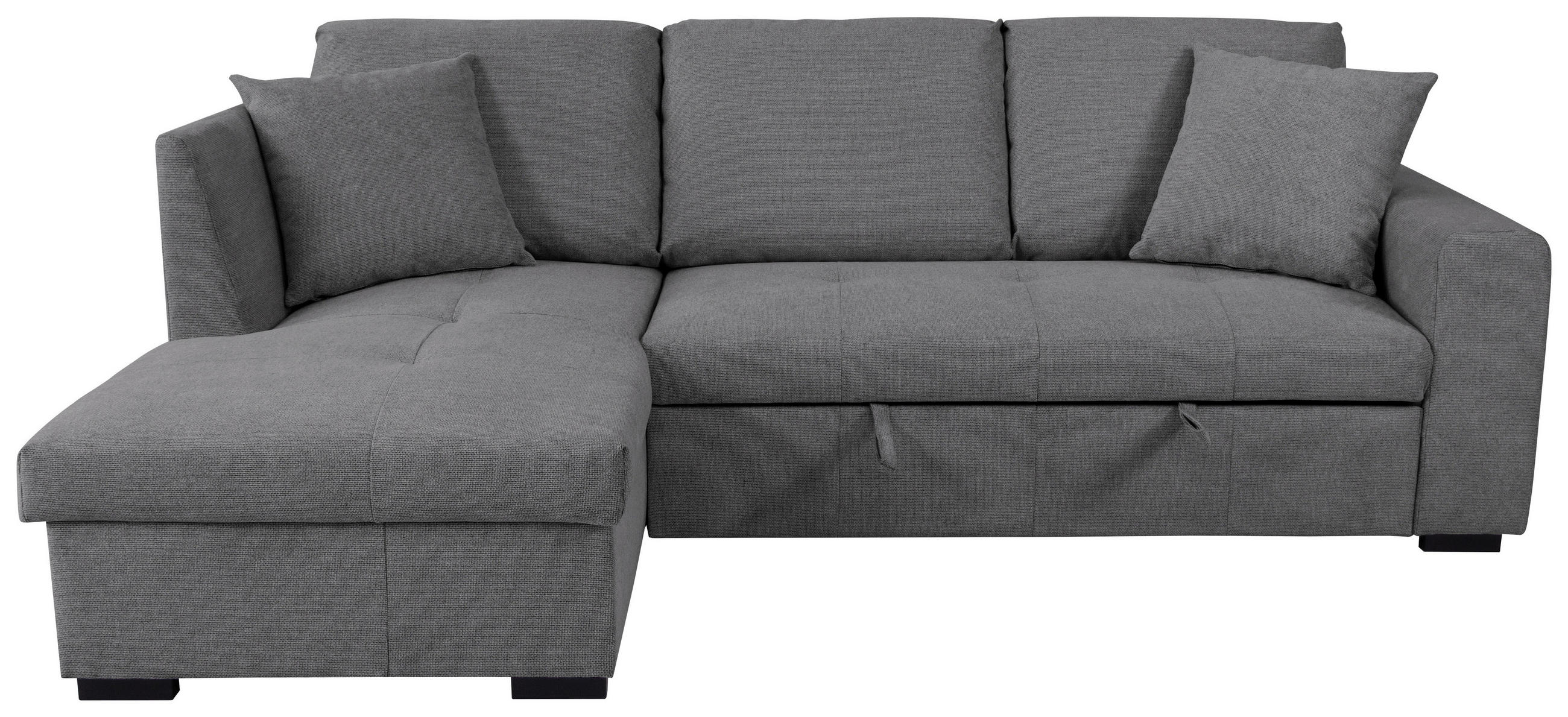 ECKSOFA LUKAS Grau Struktur Zierkissen, Bettkasten  - Grau, Trend, Textil (158/239cm) - P & B