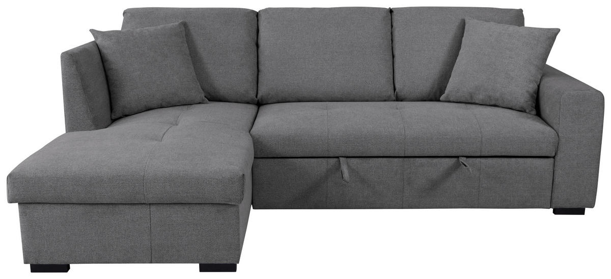 ECKSOFA LUKAS Grau Struktur Zierkissen, Bettkasten  - Grau, Trend, Textil (158/239cm) - P & B