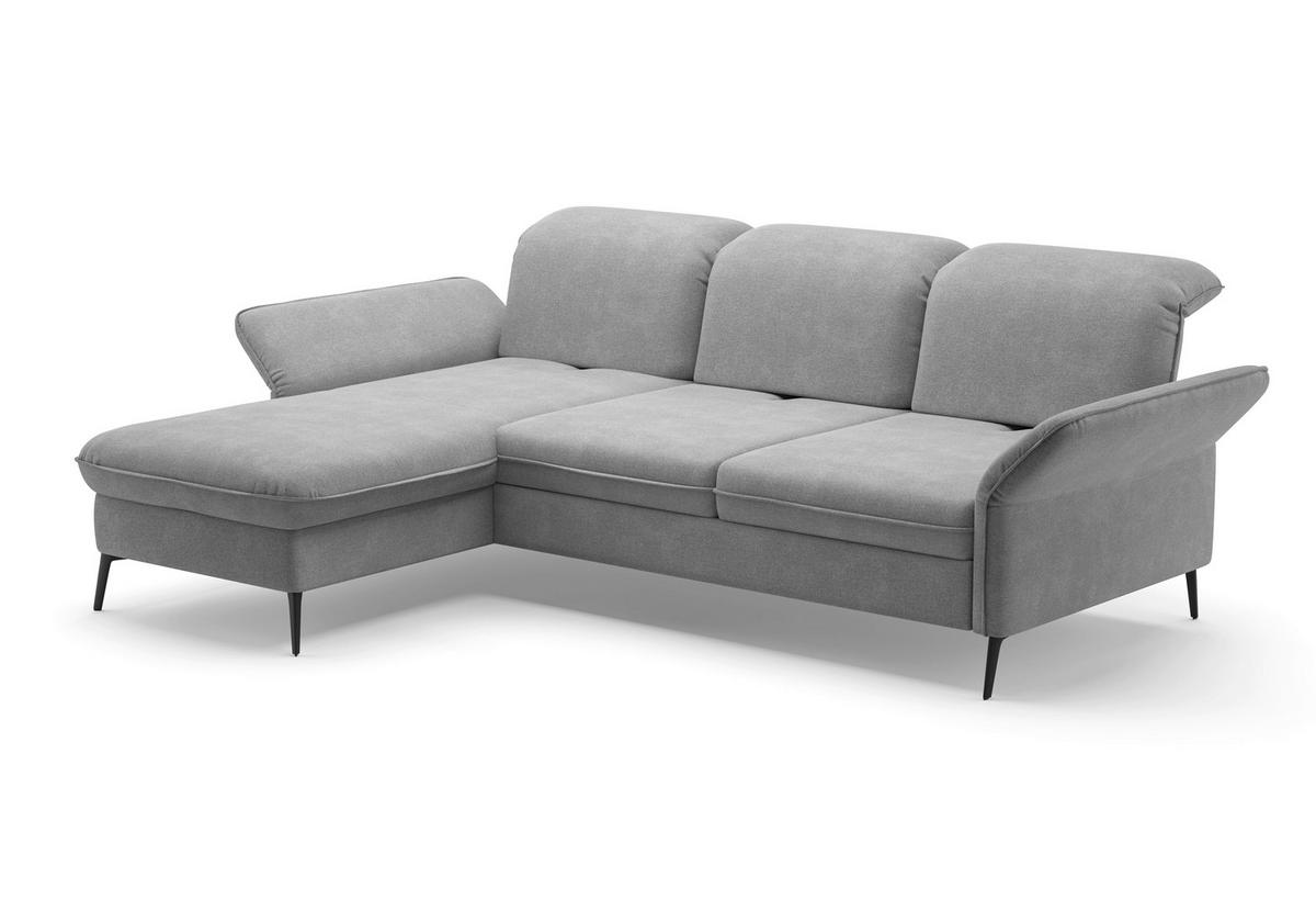 ECKSOFA in Flachgewebe Grau  - Schwarz/Grau, Konventionell, Textil/Metall (198/264cm) - Sit & More