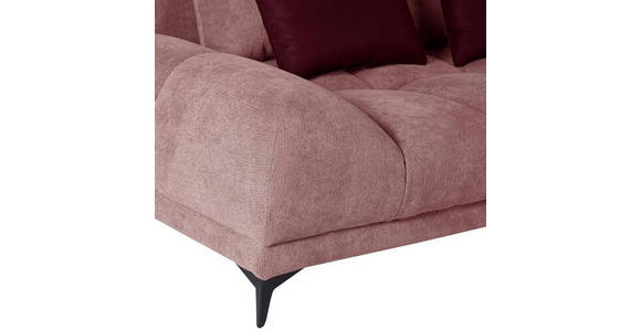 ECKSOFA in Flachgewebe Altrosa  - Dunkelrosa/Schwarz, KONVENTIONELL, Textil/Metall (291/175cm) - Carryhome