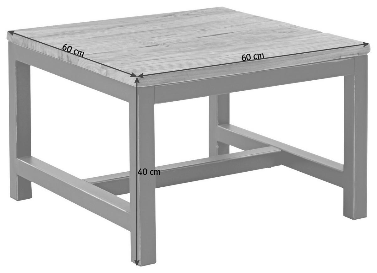 BEISTELLTISCH 60/60/40 cm Ulme massiv Braun, Dunkelgrau  - Dunkelgrau/Braun, Trend, Holz/Metall (60/60/40cm) - Livetastic