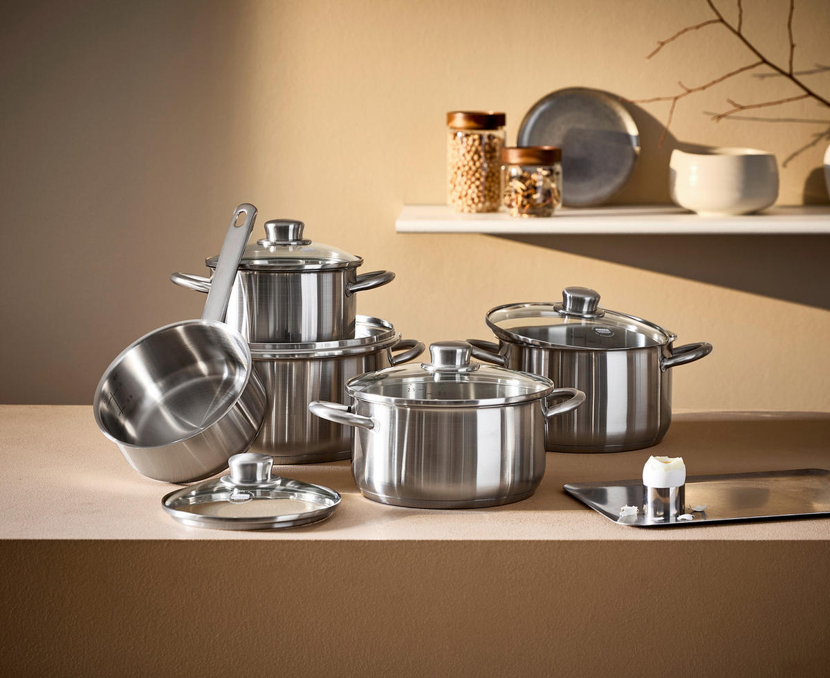 SADA HRNCOV,  5-dielne - Basics, kov/sklo (490/290/260cm) - Berndes