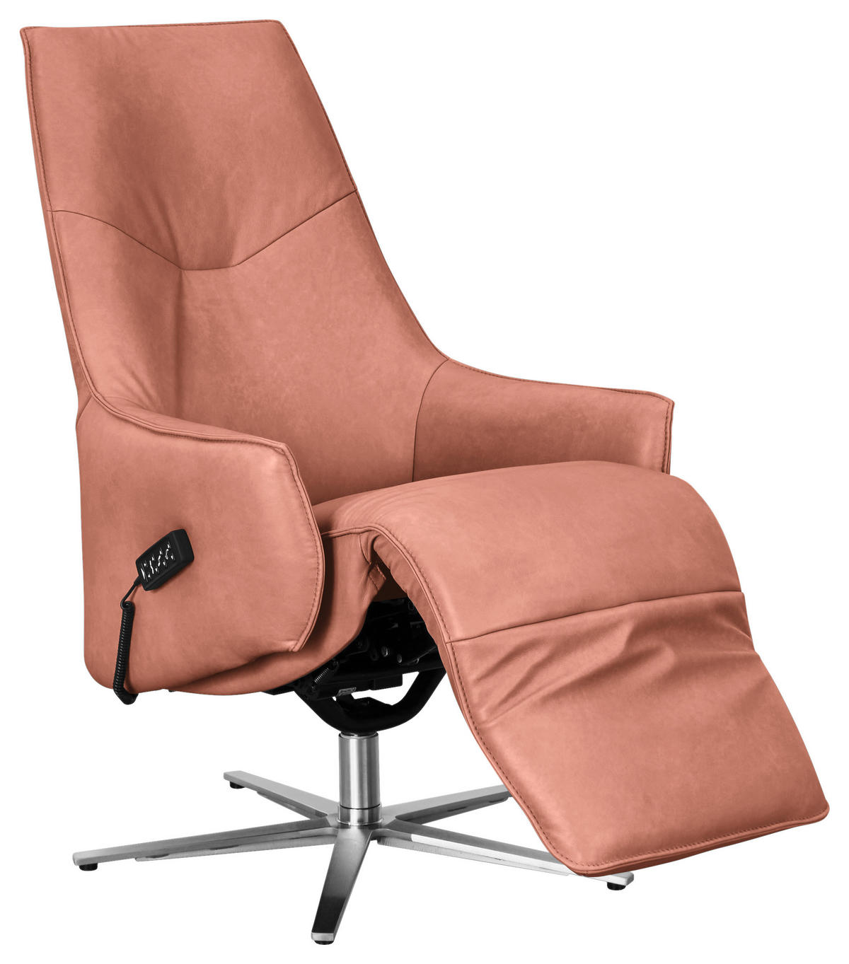 RELAXSESSEL in Leder Koralle  - Edelstahlfarben/Koralle, Design, Leder/Metall (70/120/88cm) - Himolla Komfortklass