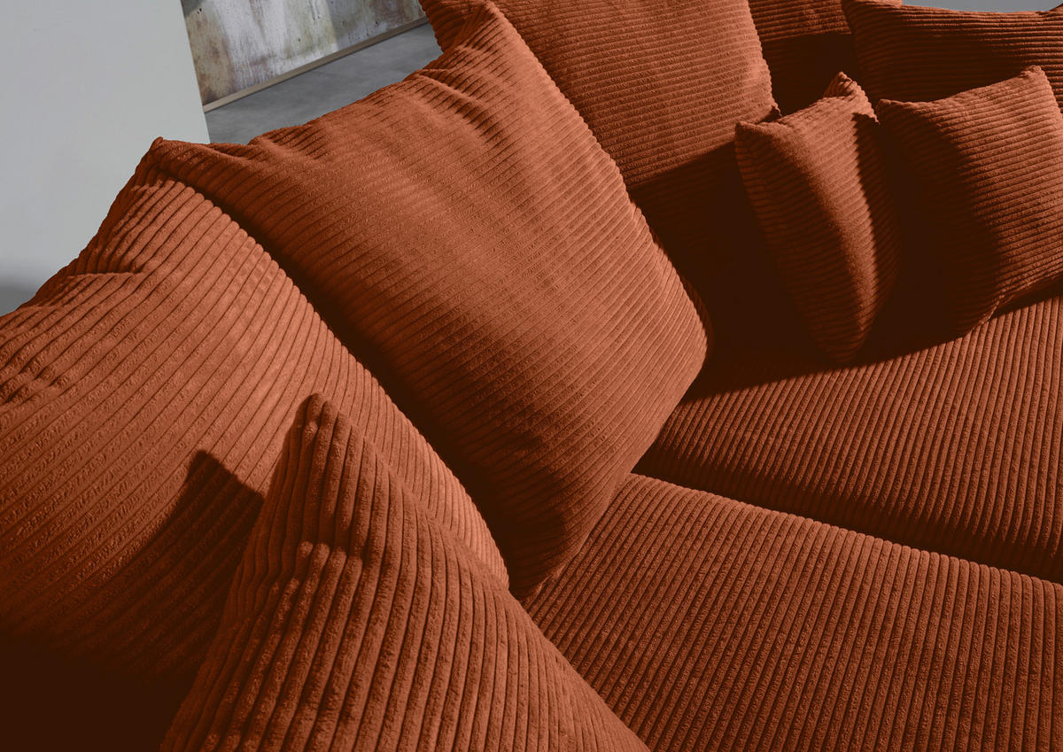 MEGASOFA Cord Terracotta  - Terracotta/Schwarz, ROMANTIK / LANDHAUS, Holz/Textil (276/81/140cm) - Landscape