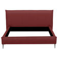 POLSTERBETT 200/200 cm,  in Rot, gepolstertes Kopfteil,  - Rot/Schwarzchrom, KONVENTIONELL, Leder/Metall (200/200cm) - Esposa