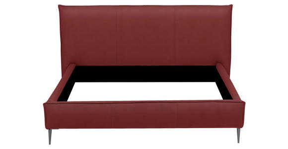 POLSTERBETT 200/200 cm,  in Rot, gepolstertes Kopfteil,  - Rot/Schwarzchrom, KONVENTIONELL, Leder/Metall (200/200cm) - Esposa