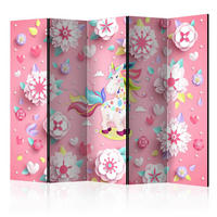 PARAVENT mit 5  Flügel - Pink/Multicolor, Basics, Holz/Textil (225/172/3cm) - artgeist
