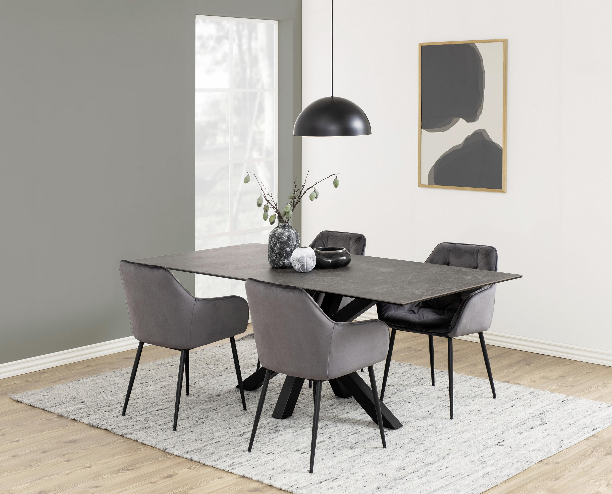 ESSTISCH in Metall, Glas, Keramik   - Schwarz, Design, Glas/Keramik (200/75,5/100cm)