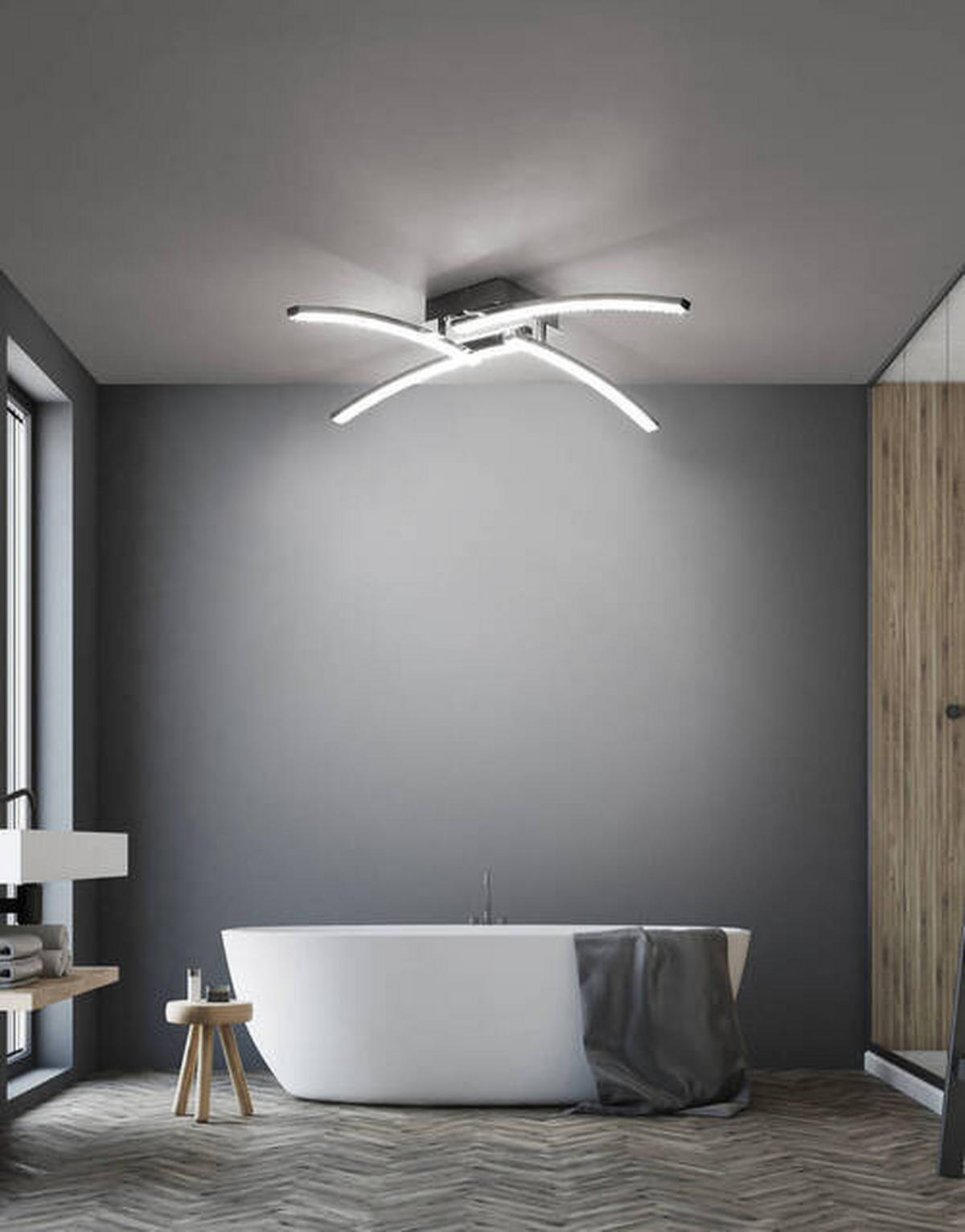 LED MENNYEZETI LÁMPA - krómszínű, Design, műanyag/fém (69/69/10.5cm)