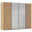 SCHWEBETÜRENSCHRANK 271/223/68 cm 4-türig Grau, Eiche Artisan  - Chromfarben/Eiche Artisan, KONVENTIONELL, Glas/Holzwerkstoff (271/223/68cm) - Novel