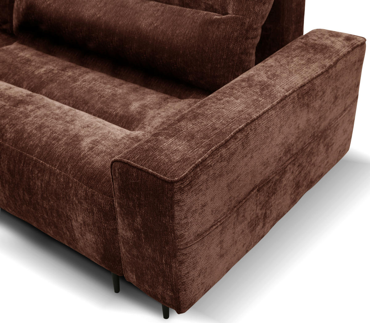 ECKSOFA PABLO Kupferfarben Struktur Rückenkissen, Bettkasten  - Schwarz/Kupferfarben, Design, Holz/Textil (160/260cm) - MID.YOU