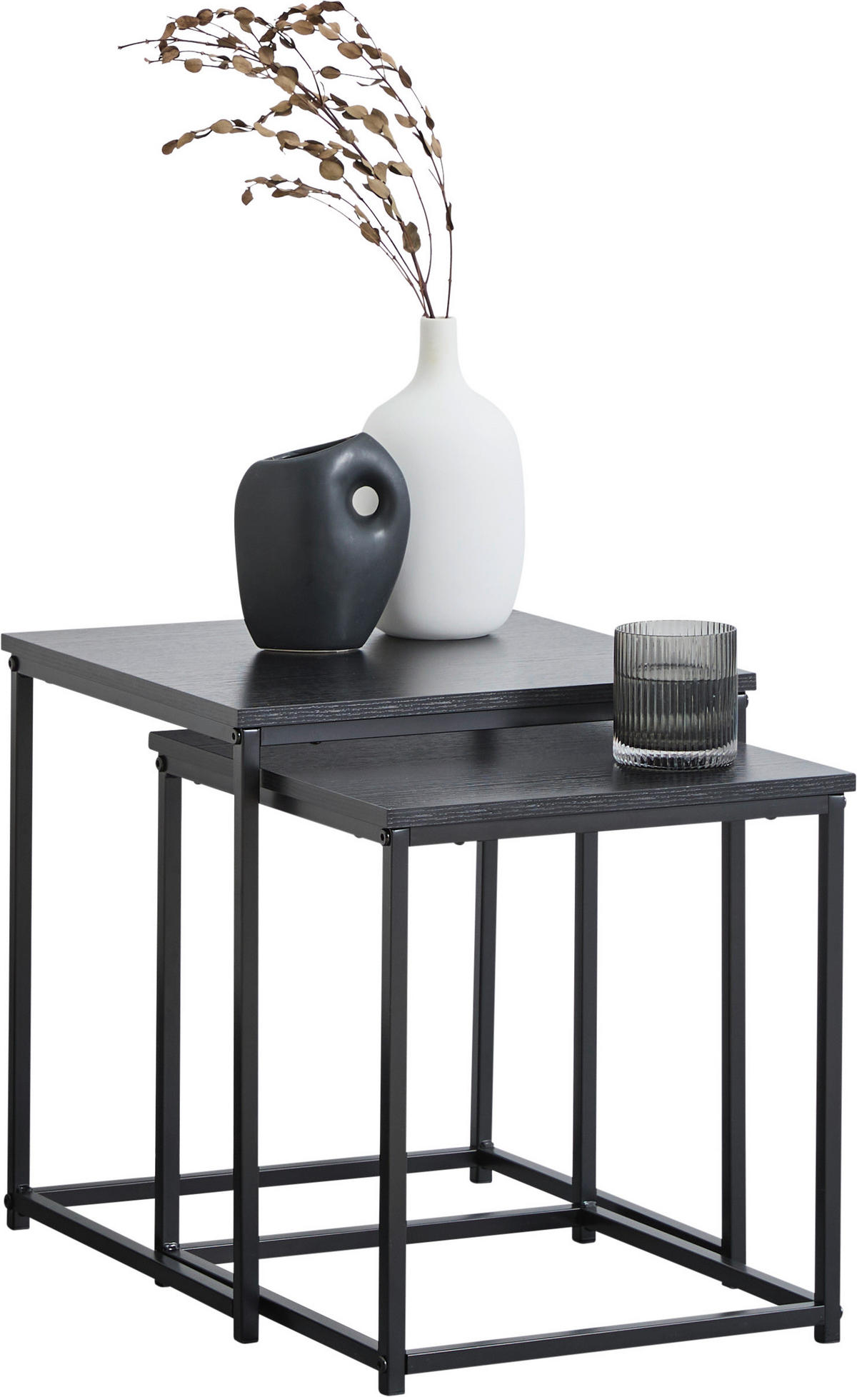 BEISTELLTISCHSET in Metall, Holzwerkstoff 33,5-37,5/33,5-37,5/36-40 cm  - Schwarz, Basics, Holzwerkstoff/Metall (33,5-37,5/33,5-37,5/36-40cm) - Boxxx