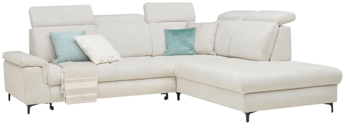 ECKSOFA in Struktur Beige  - Beige/Schwarz, Design, Textil/Metall (292/270cm) - Stylife