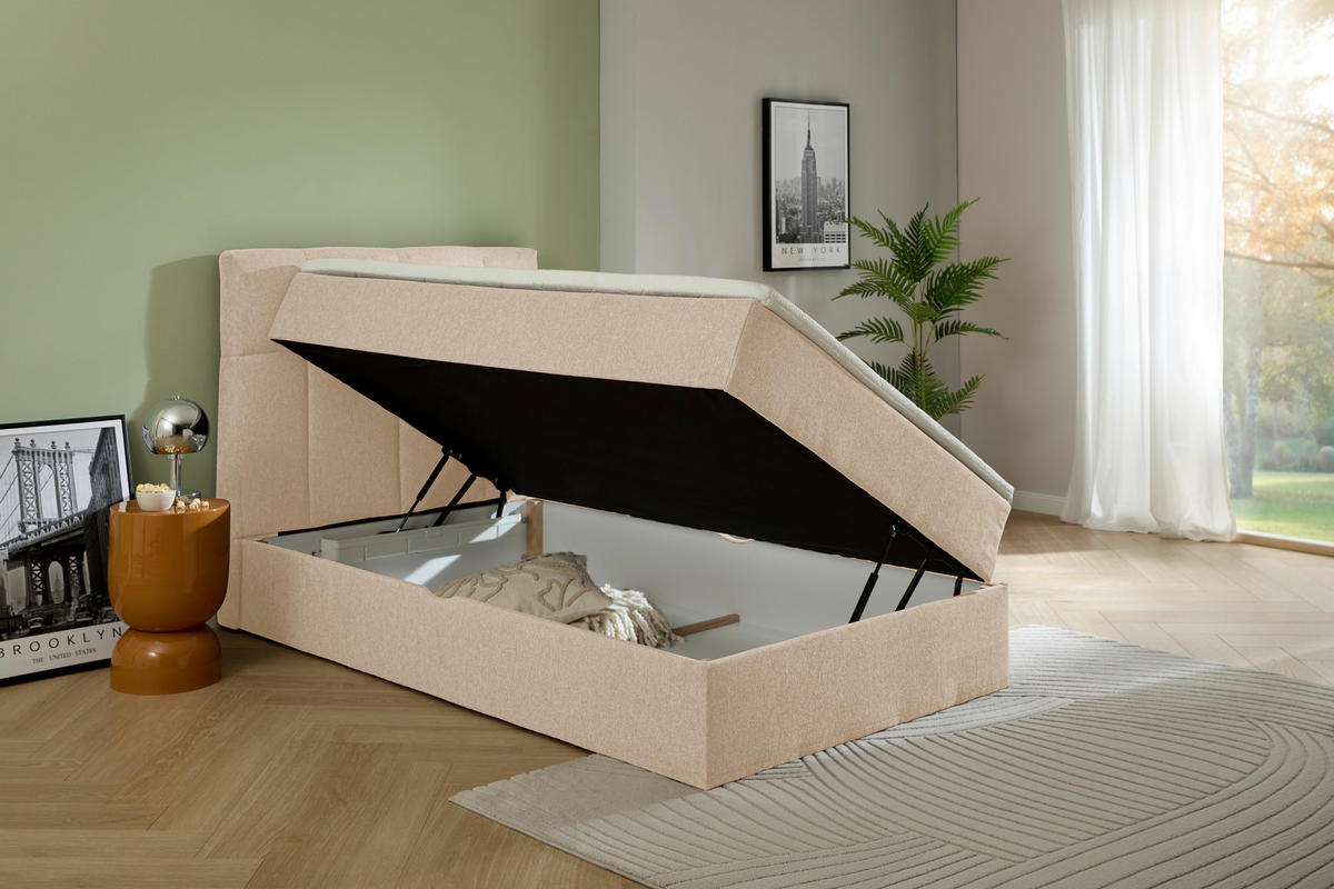 BOXBETT 90/200 cm  in Creme  - Creme, KONVENTIONELL, Textil (90/200cm) - Boxxx