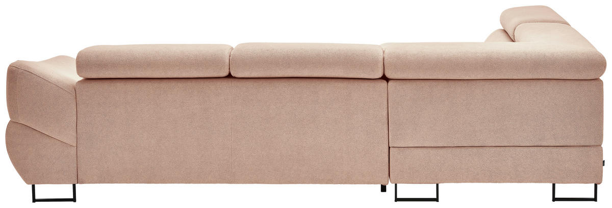 ECKSOFA in Webstoff Altrosa  - Schwarz/Altrosa, Design, Textil/Metall (235/280cm) - Hom`in