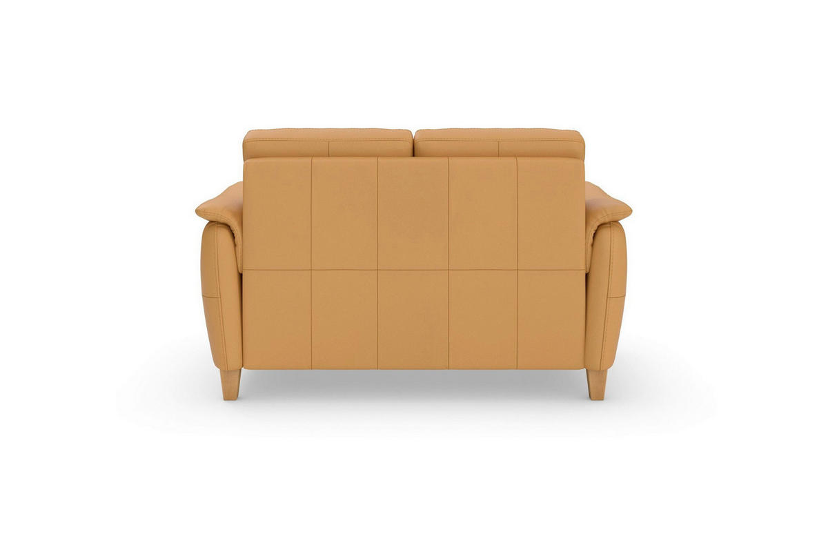 DVOJMIESTNA POHOVKA, kari žltá, pravá koža - farba duba/kari žltá, Basics, koža/drevo (149/89/89cm) - Sit & More