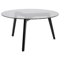 COUCHTISCH Eiche massiv Rauchglas 90/90/45 cm rund Grau, Schwarz  - Schwarz/Grau, Design, Glas/Holz (90/90/45cm) - Carryhome