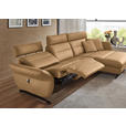 ECKSOFA in Echtleder Honig  300/157 cm  - Schwarz/Honig, Design, Leder/Metall (300/157cm) - Dieter Knoll