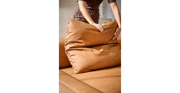 ECKSOFA  in Echtleder Hellbraun  225/355 cm  - Hellbraun/Anthrazit, Design, Leder/Metall (225/355cm) - Johann Jakob