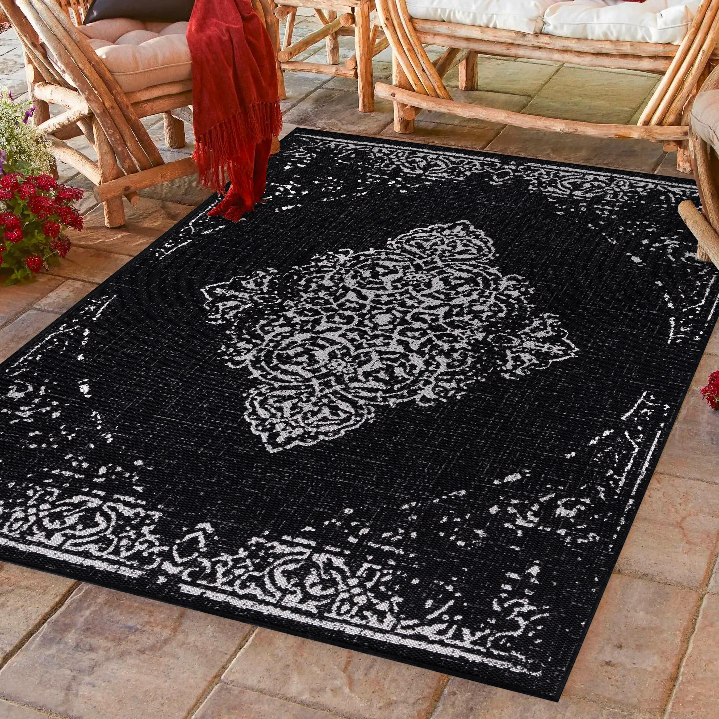 OUTDOORTEPPICH 120/170 cm Sunny Schwarz  - Schwarz, Design, Textil (120/170cm) - Novel