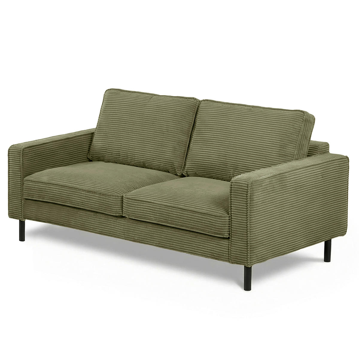 3-SITZER-SOFA  in Cord Olivgrün Modern  - Schwarz/Olivgrün, Design, Textil/Metall (188/85/92cm) - Livetastic