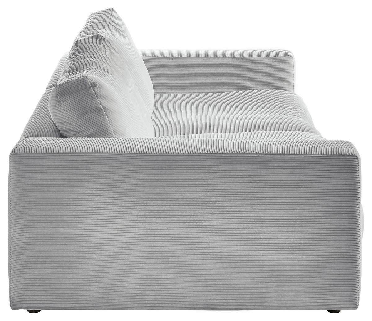 3-SITZER-SOFA in Cord Grau  - Schwarz/Grau, Design, Kunststoff/Textil (290/86/127cm) - Lomoco