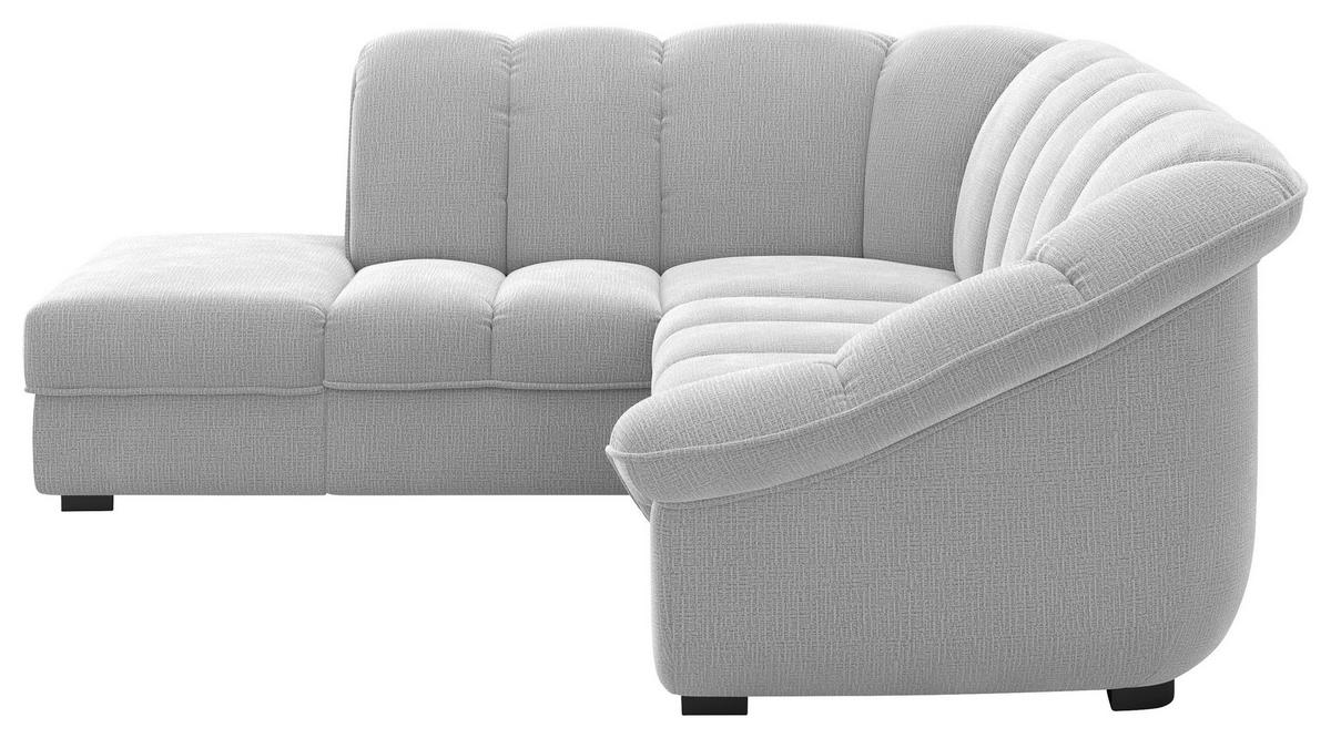 ECKSOFA Hellgrau Chenille Bettkasten, Schlaffunktion, Rücken echt  - Hellgrau/Schwarz, KONVENTIONELL, Kunststoff/Textil (222/260cm) - Welnova