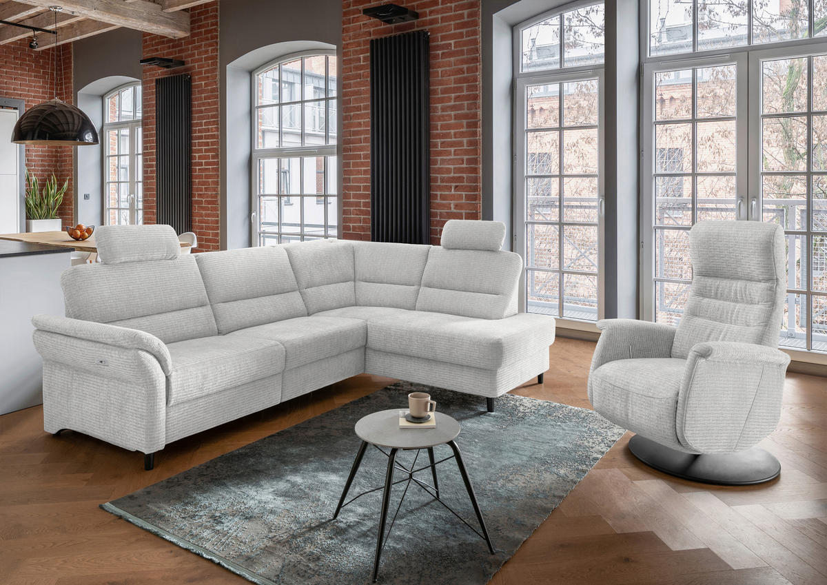 RELAXSESSEL in Textil Weiss  - Weiss/Schwarz, Modern, Textil/Metall (72/118/85-165cm) - Livetastic