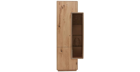VITRINE in massiv Wildeiche Eichefarben - Eichefarben, Design, Glas/Holz (75/198,5/38,5cm) - Valnatura