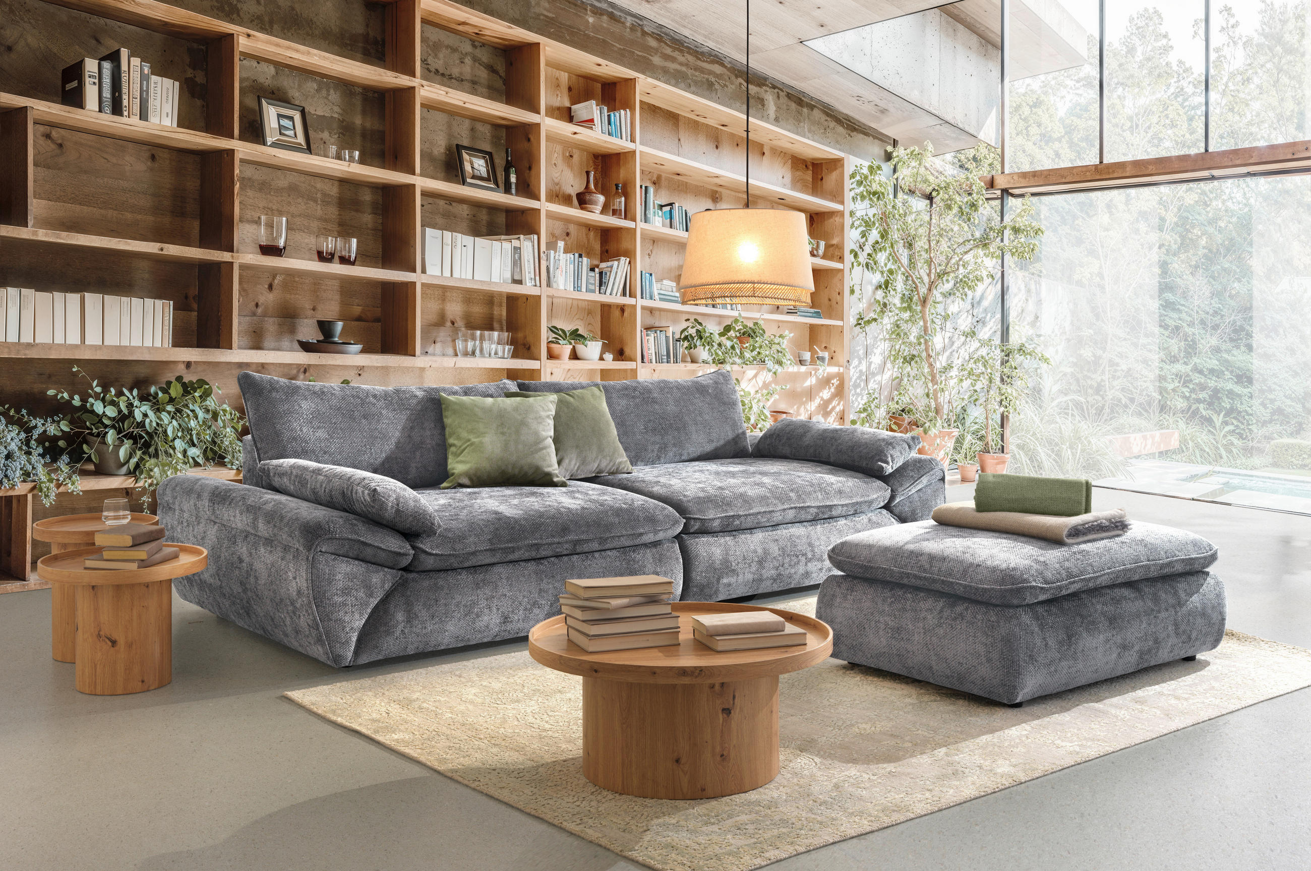 BIGSOFA Struktur Grau  - Schwarz/Grau, KONVENTIONELL, Kunststoff/Textil (302/80/120cm) - Hom`in