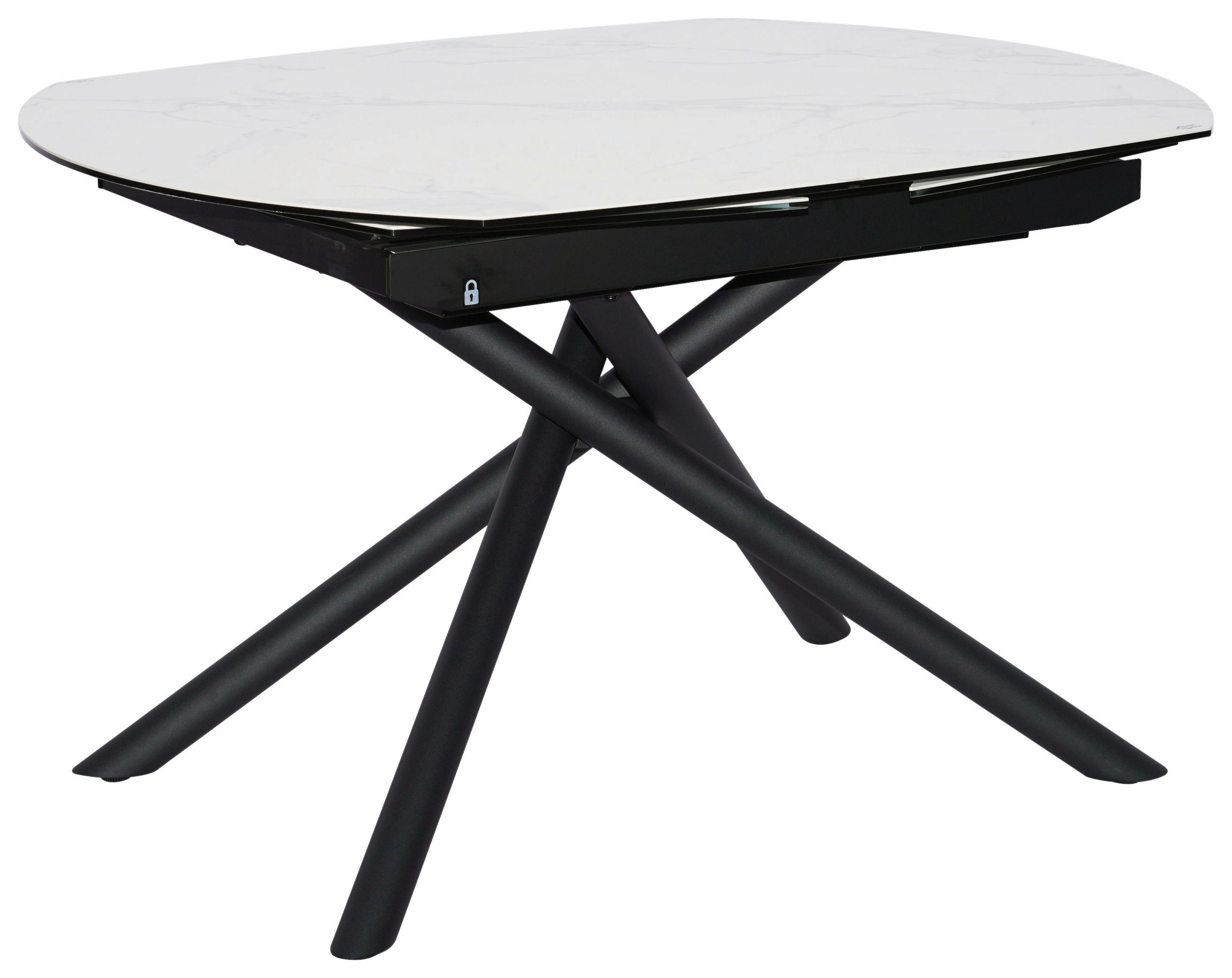 ESSTISCH 130-190/100/77 cm  Metall, Glas, Keramik ausziehbar oval Schwarz, Weiß  - Schwarz/Weiß, Design, Glas/Keramik (130-190/100/77cm) - Novel