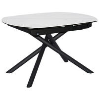 ESSTISCH 130-190/100/77 cm  Metall, Glas, Keramik ausziehbar oval Schwarz, Weiß  - Schwarz/Weiß, Design, Glas/Keramik (130-190/100/77cm) - Novel