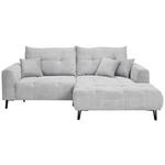 ECKSOFA in Cord Hellgrau  250/175 cm  - Hellgrau/Schwarz, KONVENTIONELL, Textil/Metall (250/175cm) - Carryhome