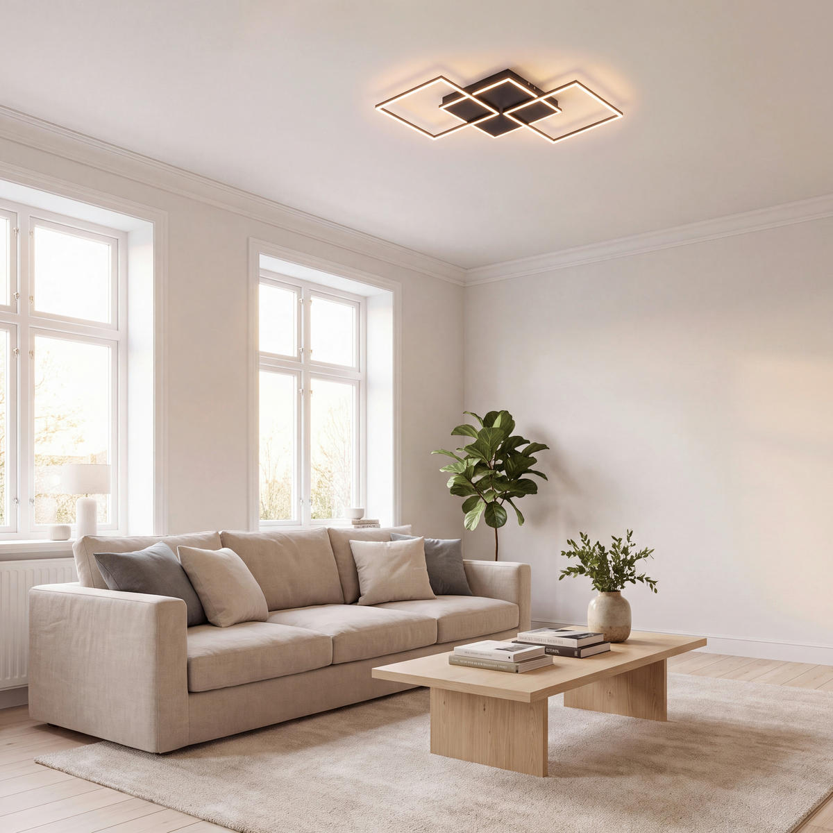 LED-DECKENLEUCHTE Giga 100/49,5/5,8 cm  - Schwarz, Basics, Kunststoff/Metall (100/49,5/5,8cm) - Novel
