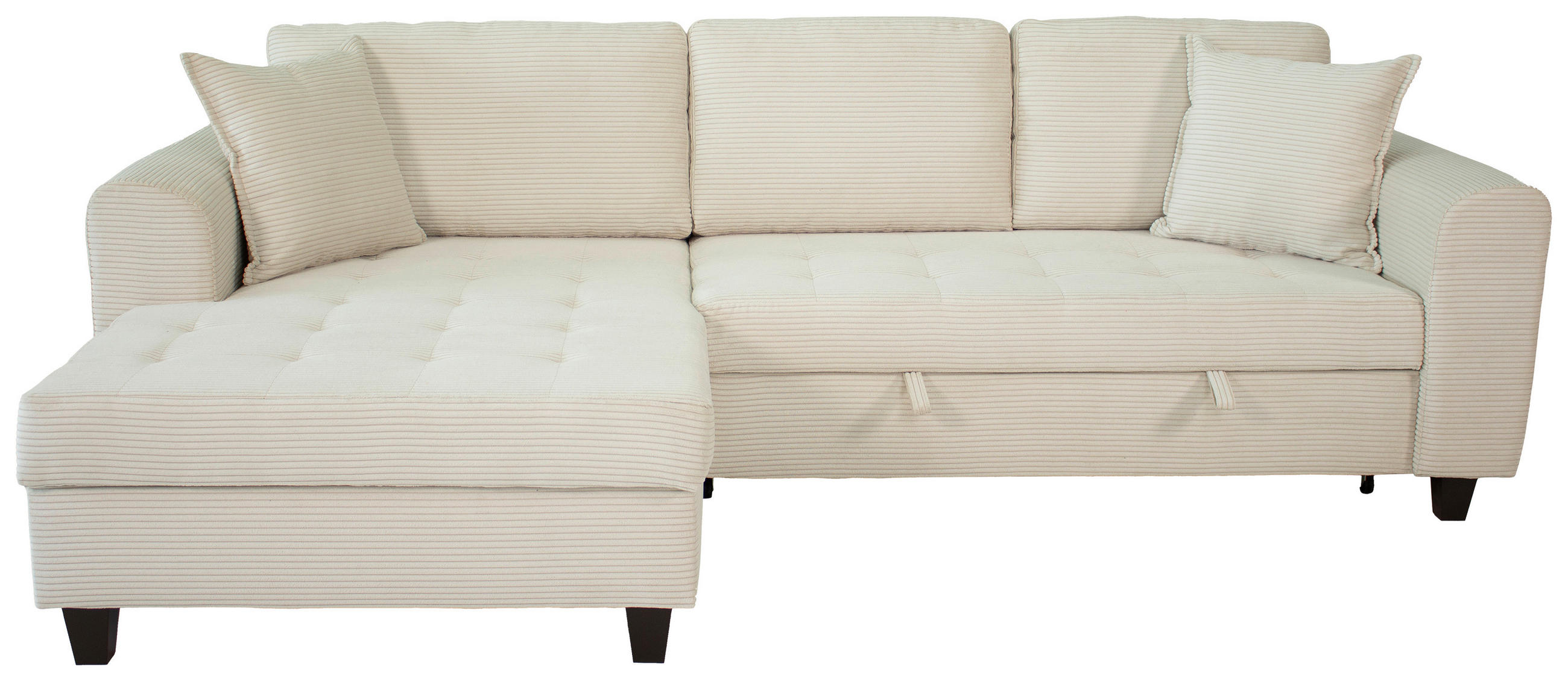 ECKSOFA MORITZ Creme Cord Zierkissen, Bettkasten  - Creme, Trend, Textil (155/265cm) - P & B