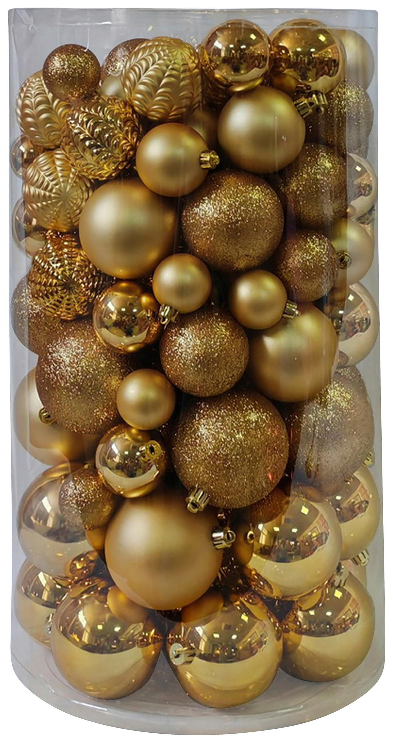 CHRISTBAUMKUGEL-SET 8 cm 100-teilig Baubles  - Goldfarben, Basics, Kunststoff (8cm) - X-Mas