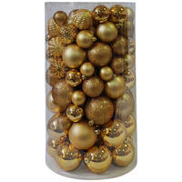 CHRISTBAUMKUGEL-SET 8 cm 100-teilig Baubles  - Goldfarben, Basics, Kunststoff (8cm) - X-Mas