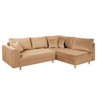 ECKSOFA Ariella in Samt Braun  231/161 cm  - Naturfarben/Braun, Design, Holz/Textil (231/161cm) - Livetastic