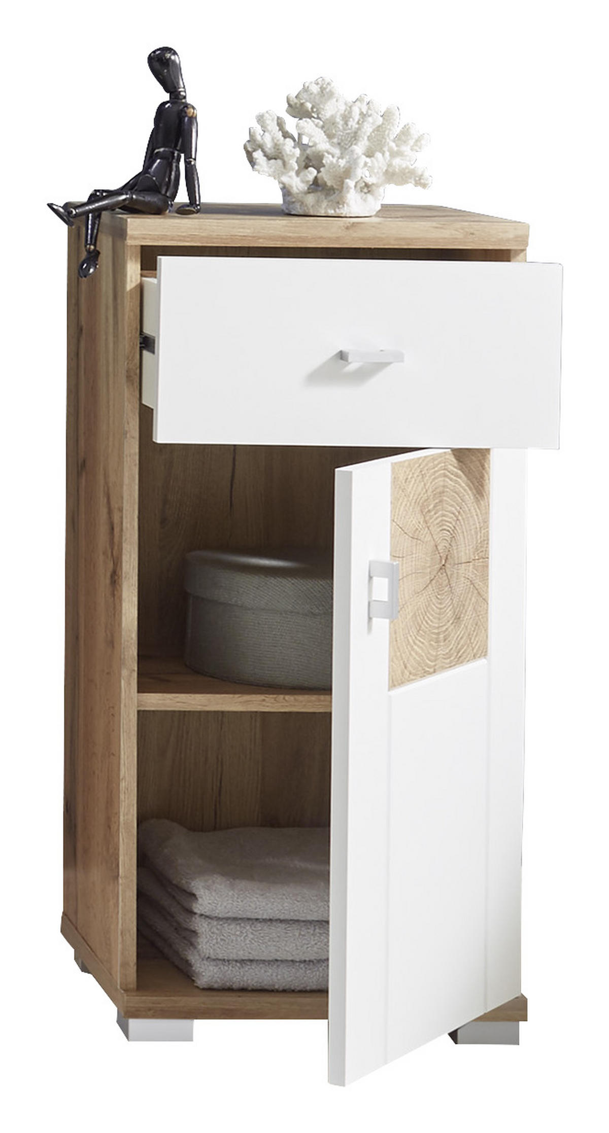 UNTERSCHRANK in   - Weiss/Eichefarben, Design, Holzwerkstoff/Kunststoff (38/80/30cm) - MID.YOU